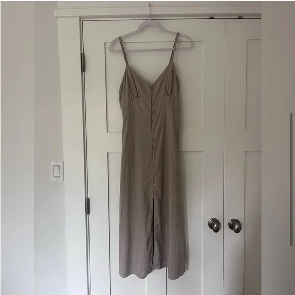 Zara Beige Button-Front Midi Dress - Picture 4 of 9